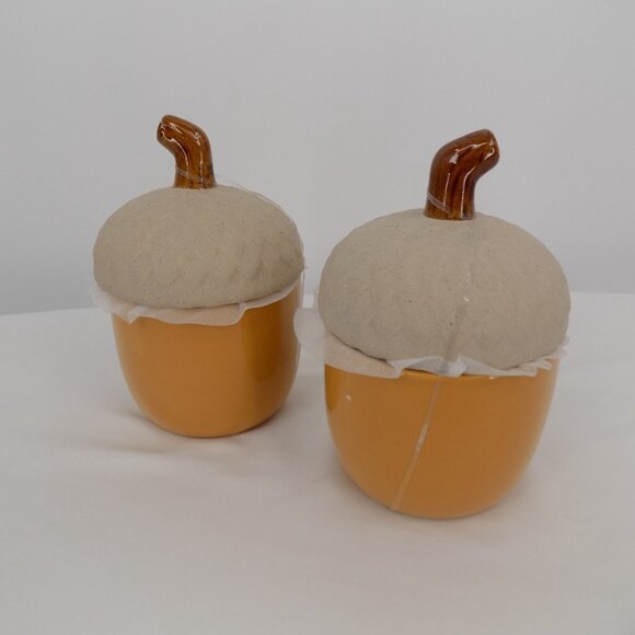 Set of 2 Ashland Heirloom Harvest Decorative Acorn Shaped Yellow Container New - Picture 3 of 8